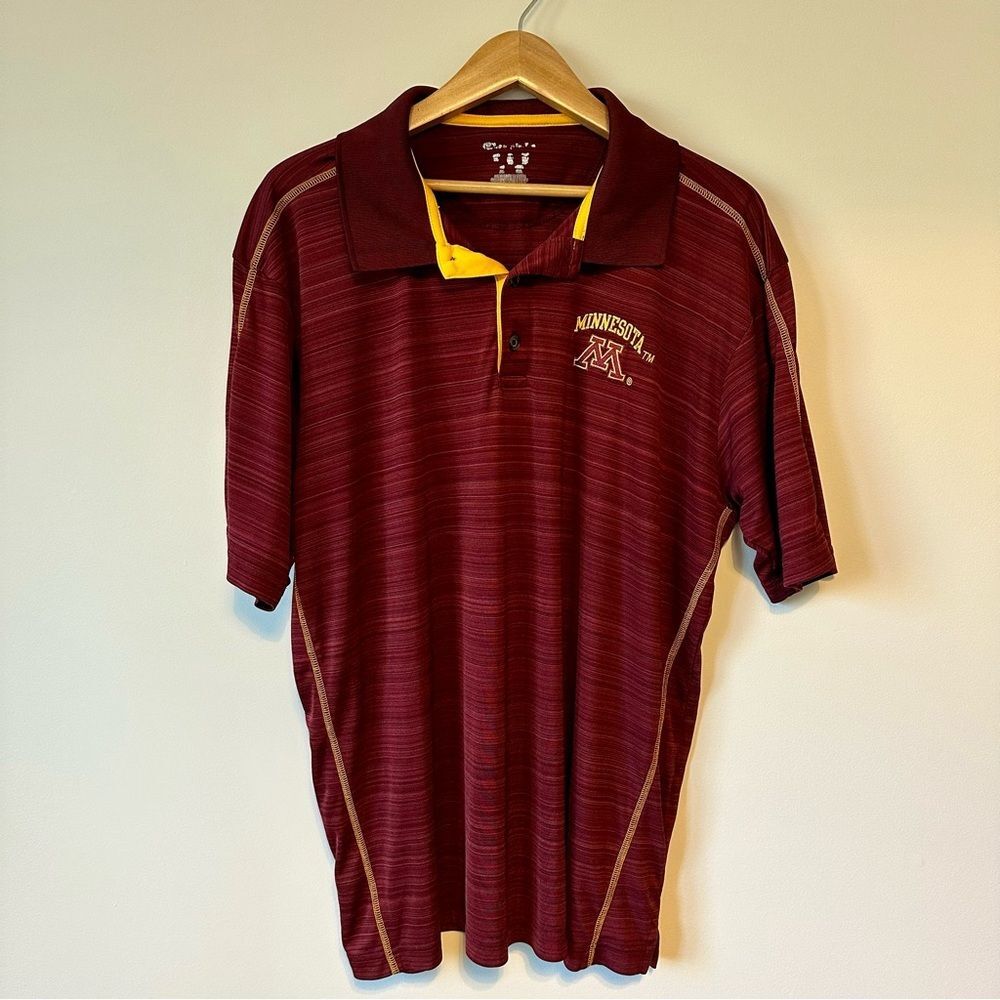 Champion Minnesota Gopher Striped Maroon Short Sleeve Polo Shirt
